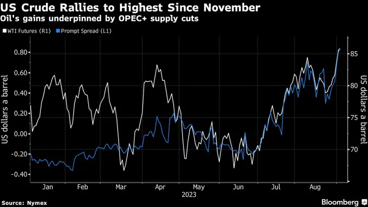 Oil Rallies to Highest Since November on OPEC+ Supply Reductions